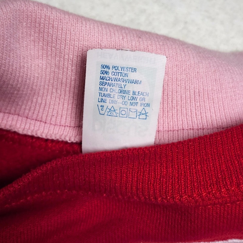 80s Music Notes Collared Sweatshirt Ruffle Cuff Red Boxy Size S/M Vintage - Picture 7 of 7